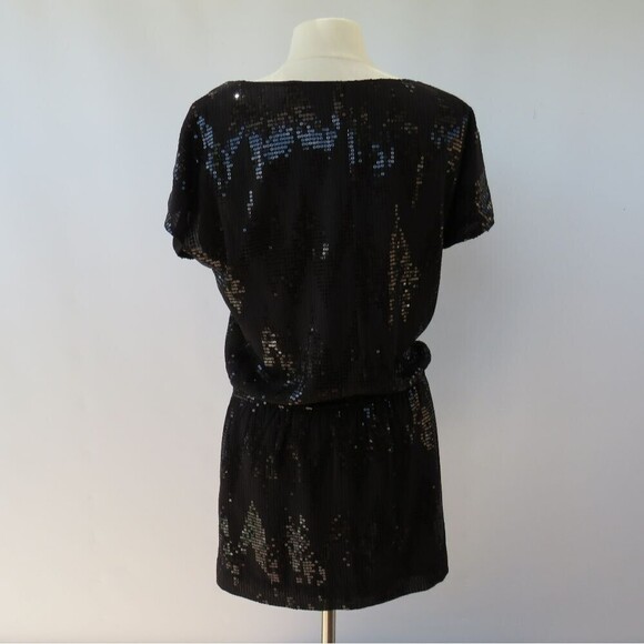 Express Womens Size Small Black Sequin Blouson Mini Dress - Picture 5 of 15